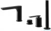 Kohlman Experience black 4-otworowa bateria wannowa czarny mat